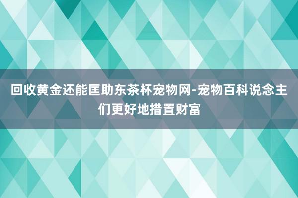 回收黄金还能匡助东茶杯宠物网-宠物百科说念主们更好地措置财富